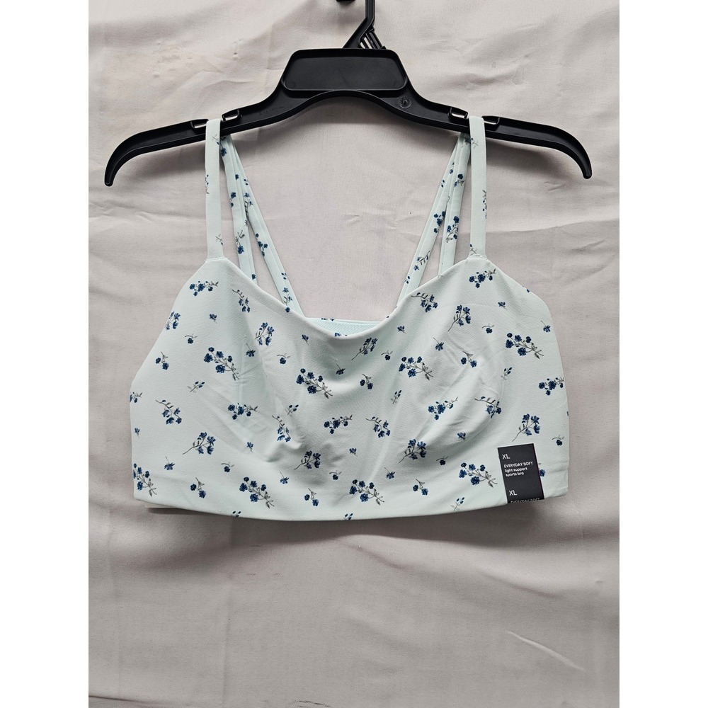 All in Motion Womens Floral Strappy Sports Bra Green Nylon Blend Size XL